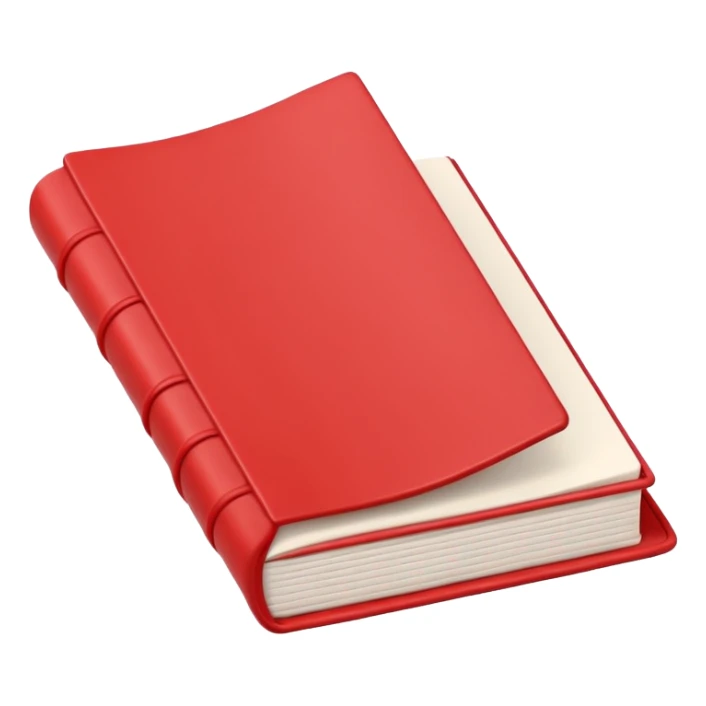 One 3D red open book made of plasticine with blank white pages, top view sticker