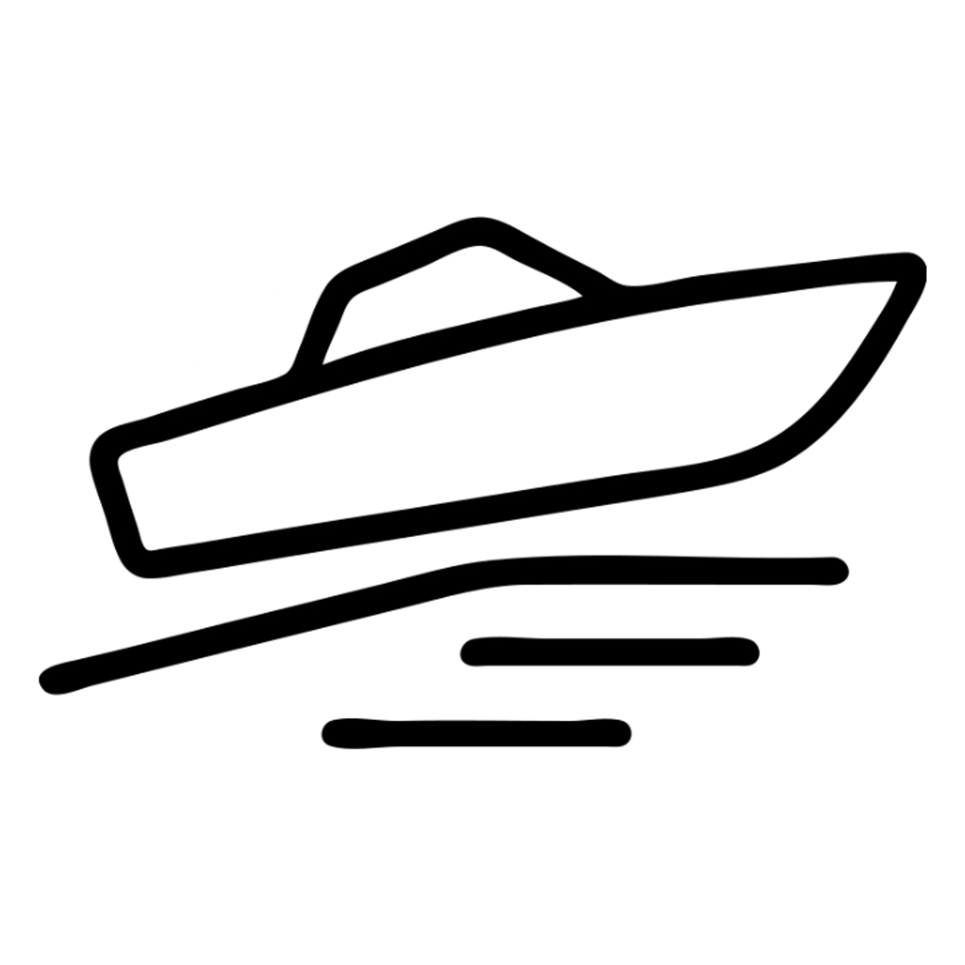 outline icon of a speedboat in motion with splash lines sticker