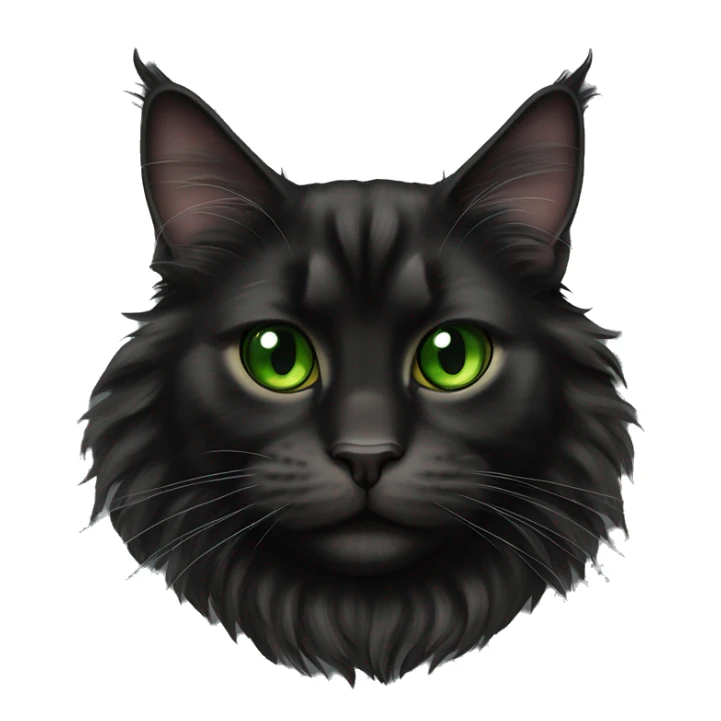 Black Maine coon cat full body belly up green eyes sticker