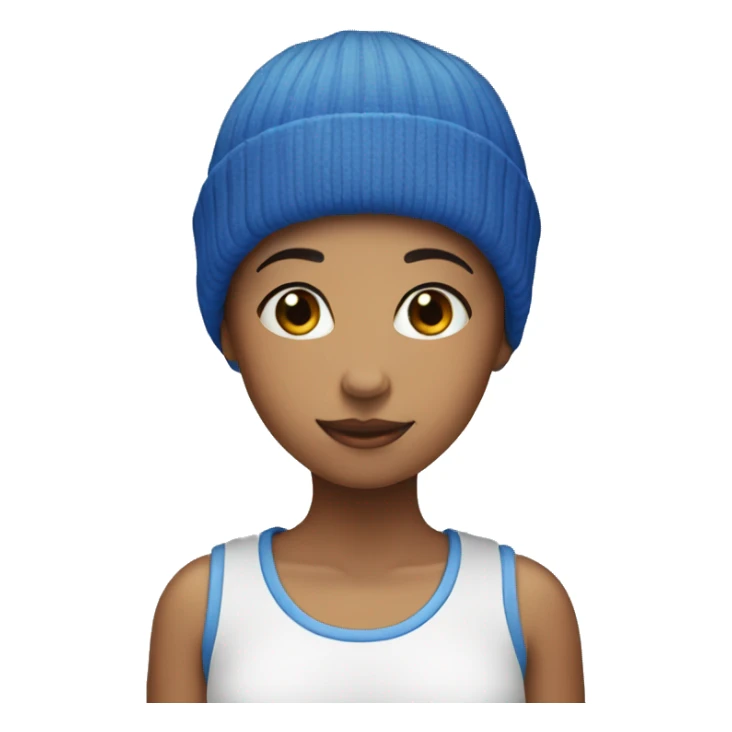 girl with short blue hair and beanie on sticker