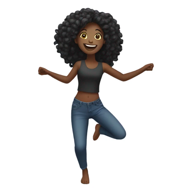 Black girl with long hair dancing sticker