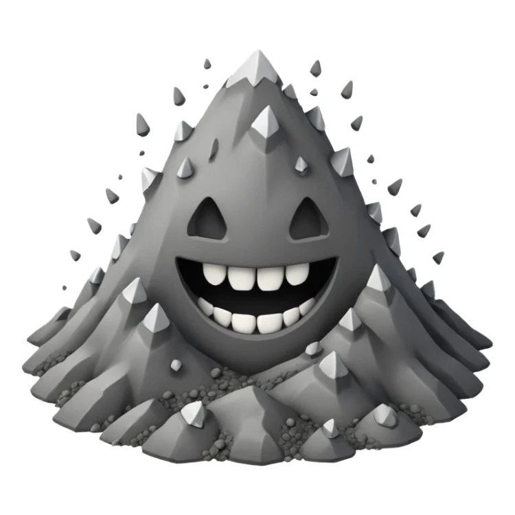 a pile of ash and dust with teeth sticker