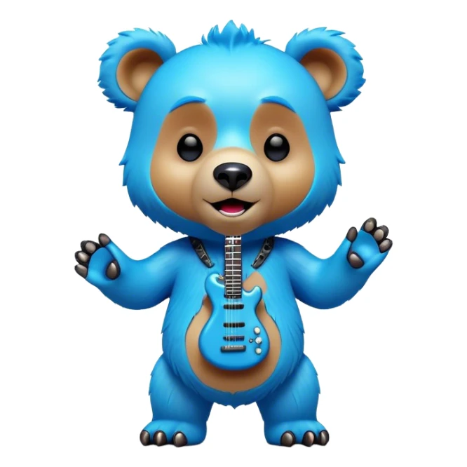 3D, adorable little Pixar style blue neon punk bear singing, ultra detailed, each lash, eye, and strand of fur is shown in stunning detail as though captured in a timeless photograph, rich textures, visually rich, so lifelike it feels like it could leap off the page at any moment sticker