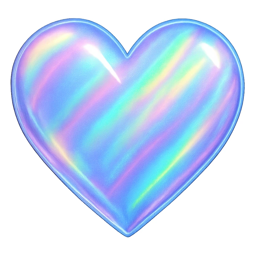 heart with a holographic shimmer, digital illustration style, no background sticker