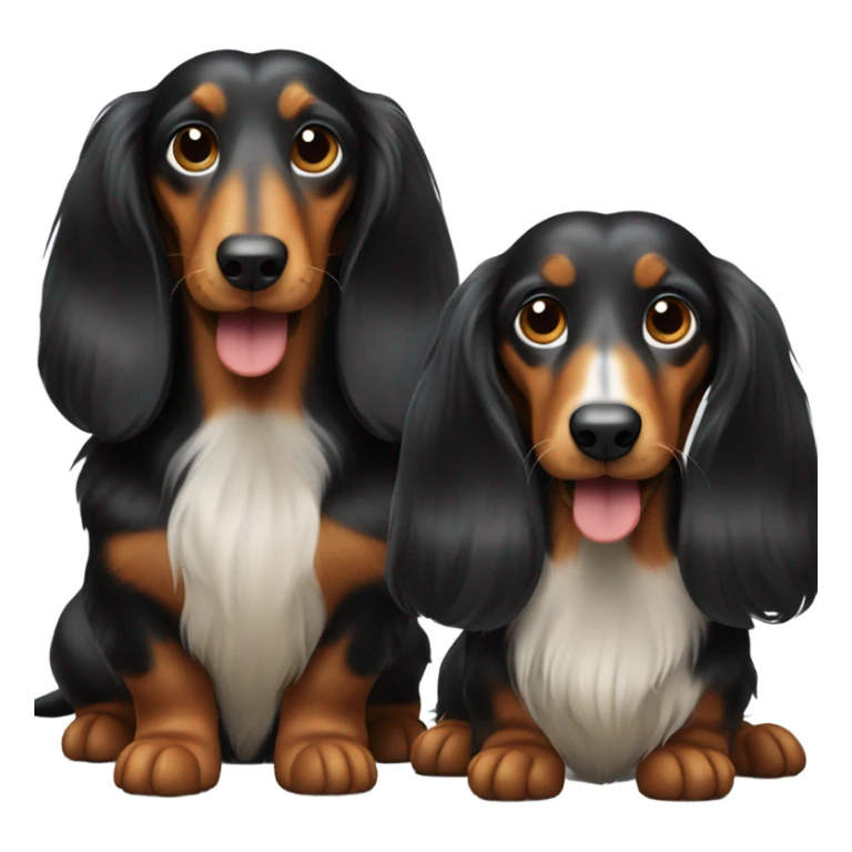 What and black long haired dachshunds  sticker