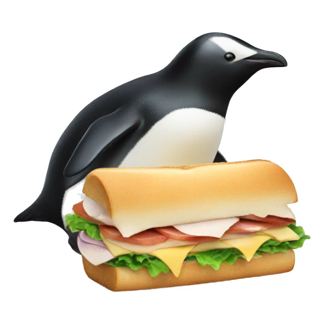 penguin eating a sandwich  sticker