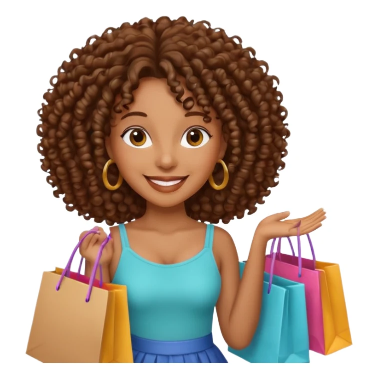black woman with curly hair shopping sticker