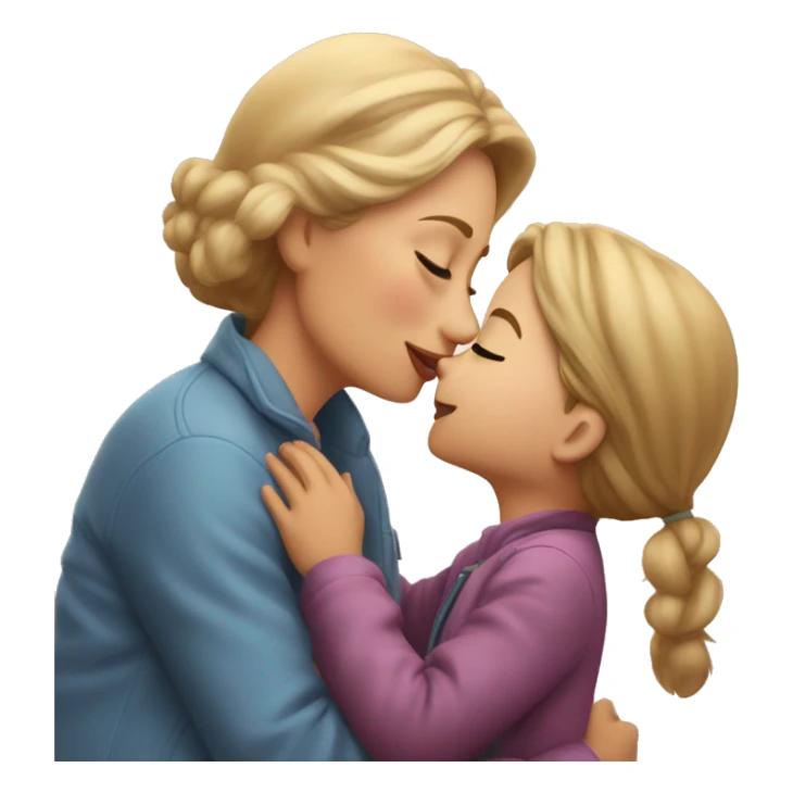 Little girl kissing her mom on the cheek  sticker