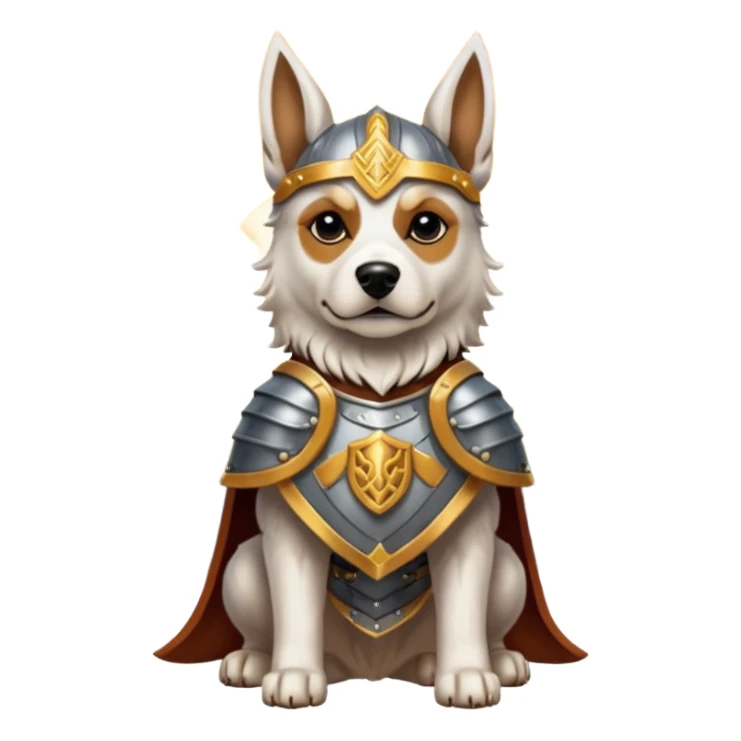 valorous Viking dog in Valhalla, detailed armor, heroic pose, glowing sky sticker