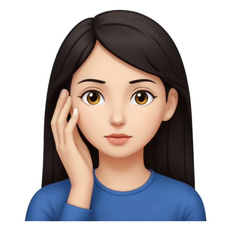 Una mujer de pelo oscuro tocandose la oreja (demostrando que está escuchando a otro) sticker