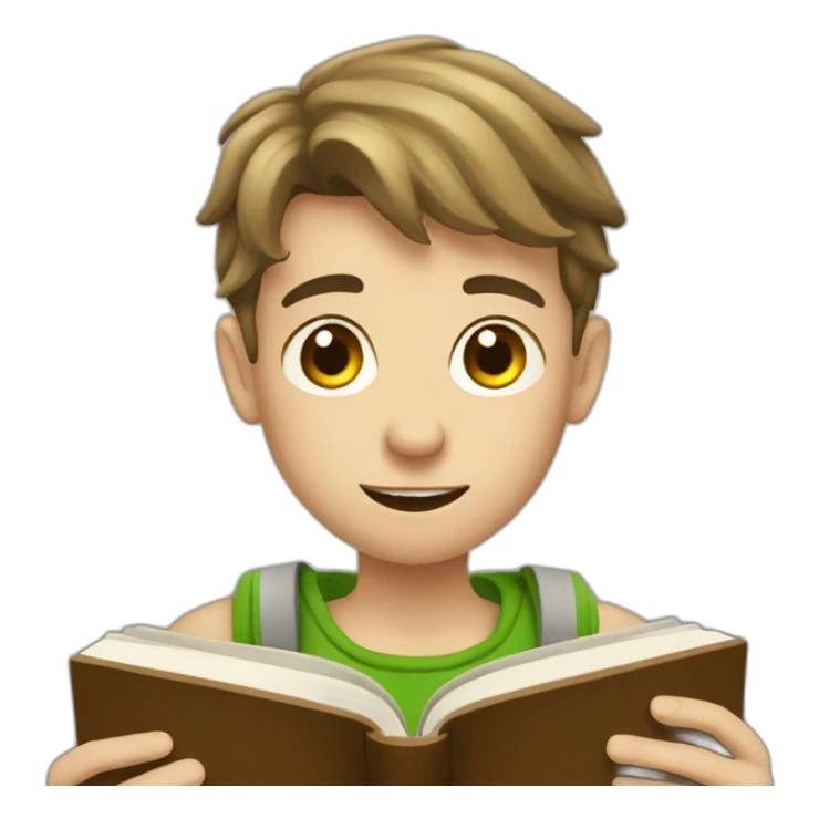 european boy reads a book sticker