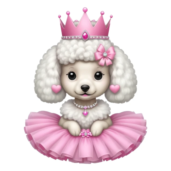 White poodle with pink tiara and tutu sticker