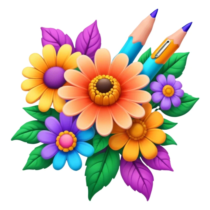 3D, psychedelic colored hippie style pen with flowers. Pen only  sticker