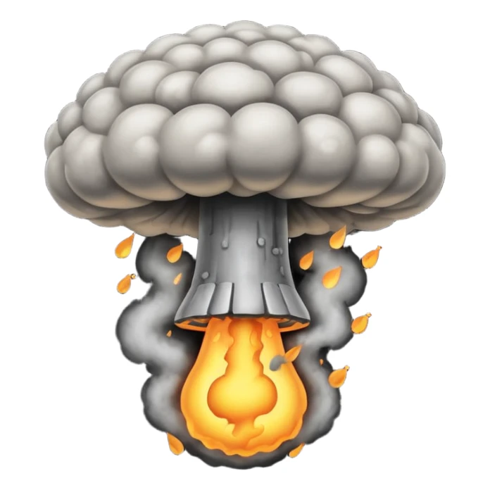 atomic bomb mushroom cloud in the shape of the letter T sticker