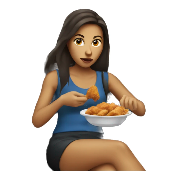Brunette woman eating chicken in the car sticker