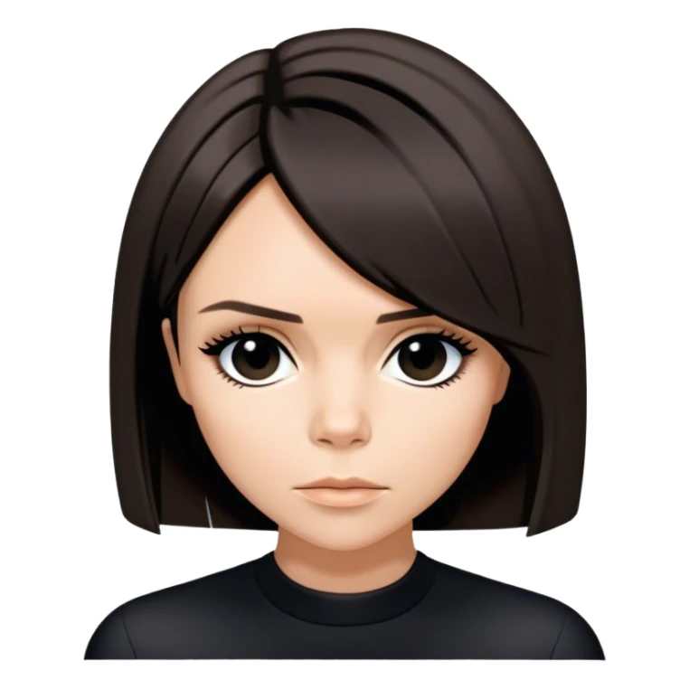 Victoria Beckham circa 1997 with bob haircut parted down straight down the center. Wearing black sticker