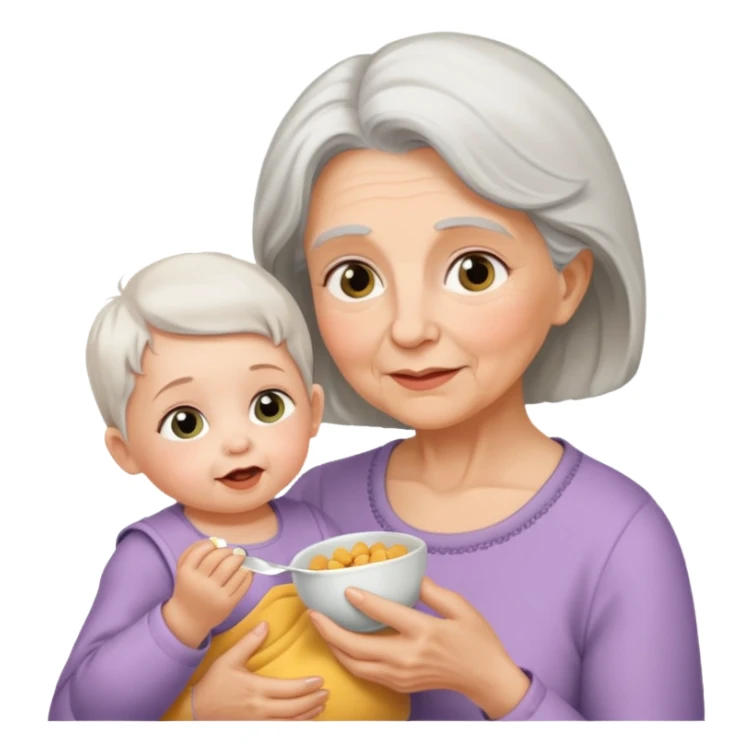 Grandmother feeding - 7 month granddaughter sticker