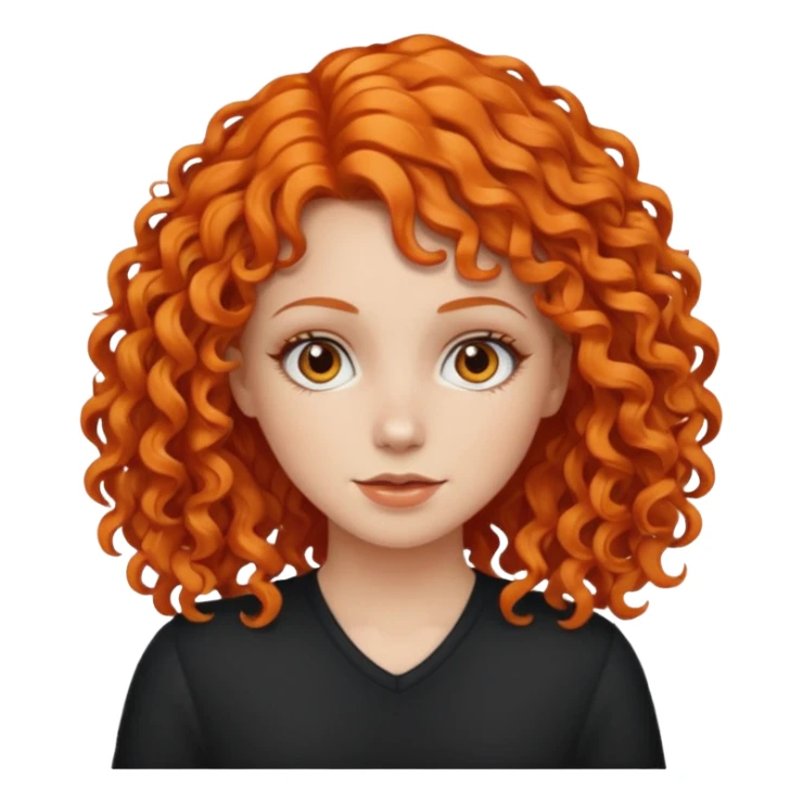 A white girl with orange curly hair sticker