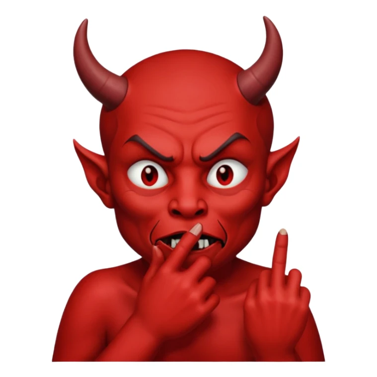Creppy devil and shushing someone  🤫 like there figer over there mouth  like there lip is closed and the figers over sticker