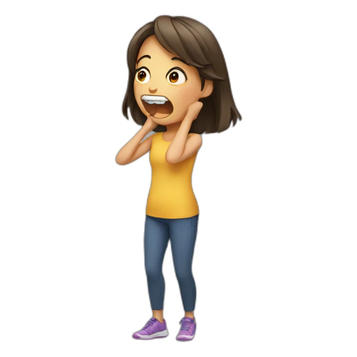 Girl opening mouth and stretching toung out sticker