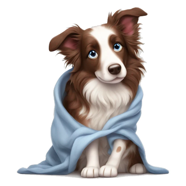 Red merle border collie blue eyes cozy in blanket sticker