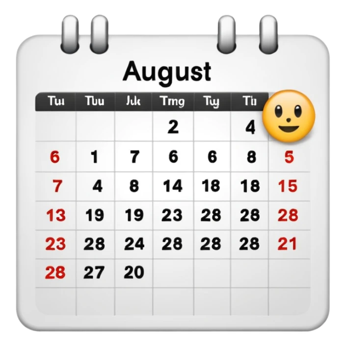 Emoji of calendar page for August 18 like📅 sticker