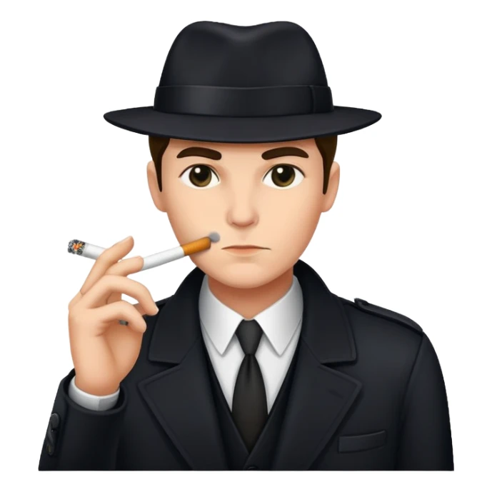 Detective wearing black smoking cigarette sticker