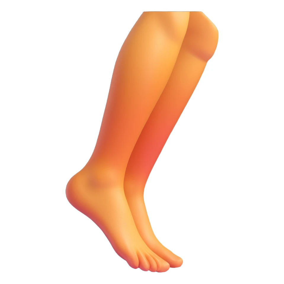 Make a leg emoji that looks exactly like the reference image, in iOS emoji style. 3D, shiny, smooth gradients, soft shadows, realistic leg and foot, classic emoji look. Add a subtle highlight to the shin. sticker