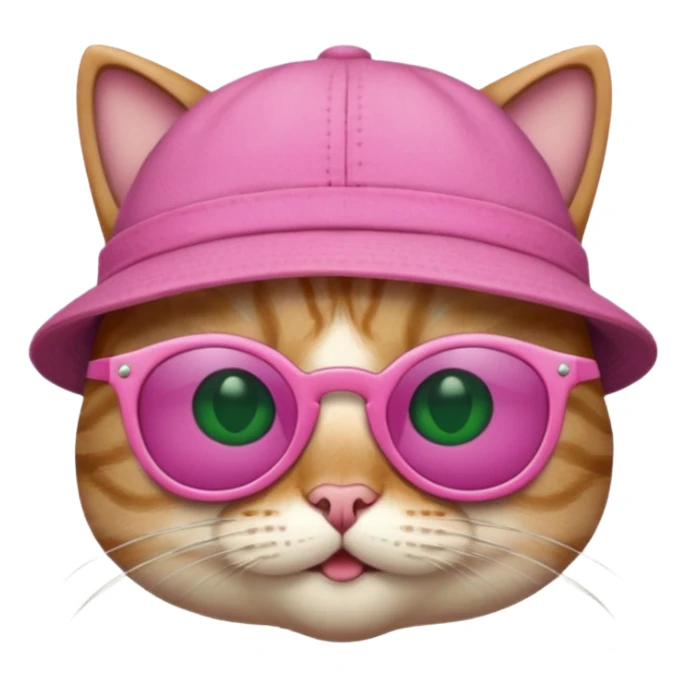 cat wearing green sunglasess and a piunk hat sticker