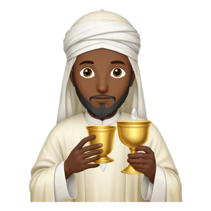 A 13th century muslim imam holding a gold water cup sticker