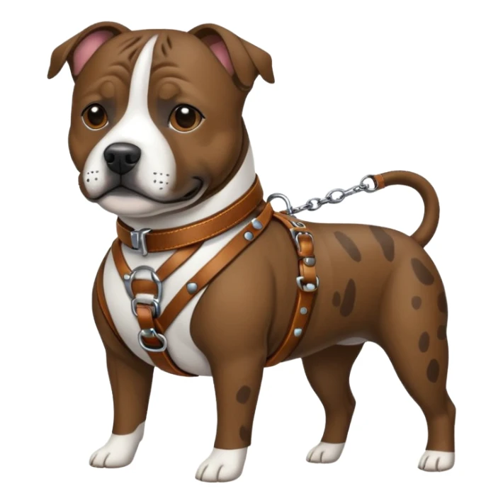 brindle staffy with leather harness sticker
