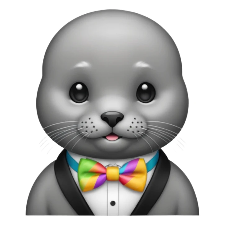 a seal wearing a colorful bow tie sticker