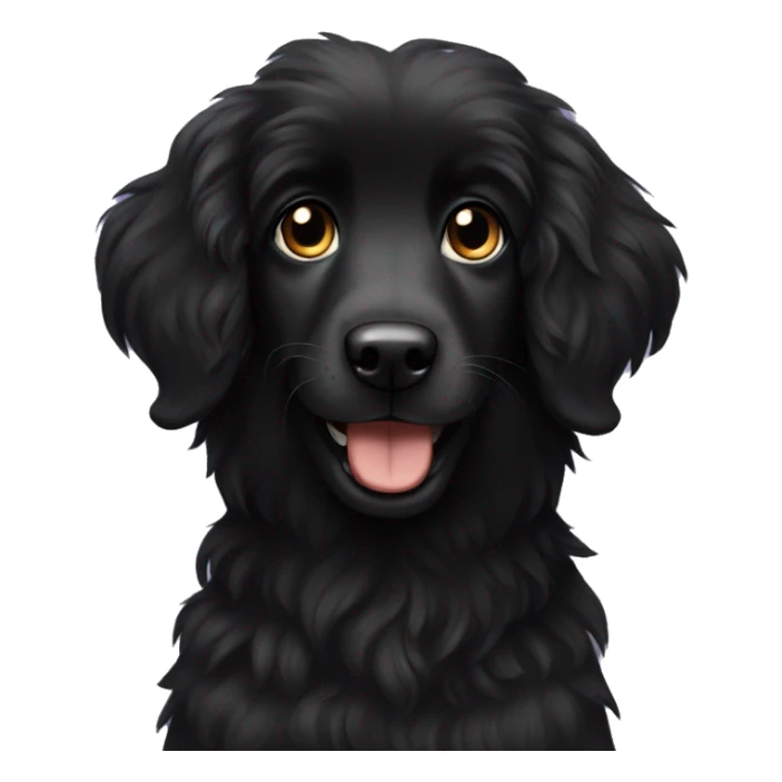 Black longfur dog with floppy ears happy sticker