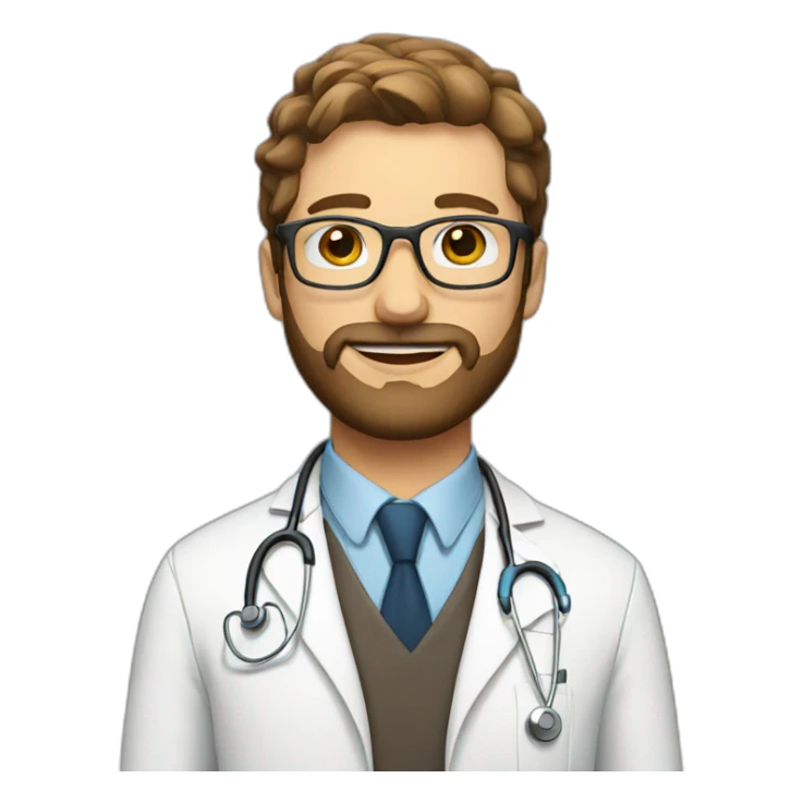 white doctor with brown hair glasses and beard sticker