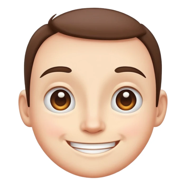 smiling face with a prominent forehead, cute and expressive sticker