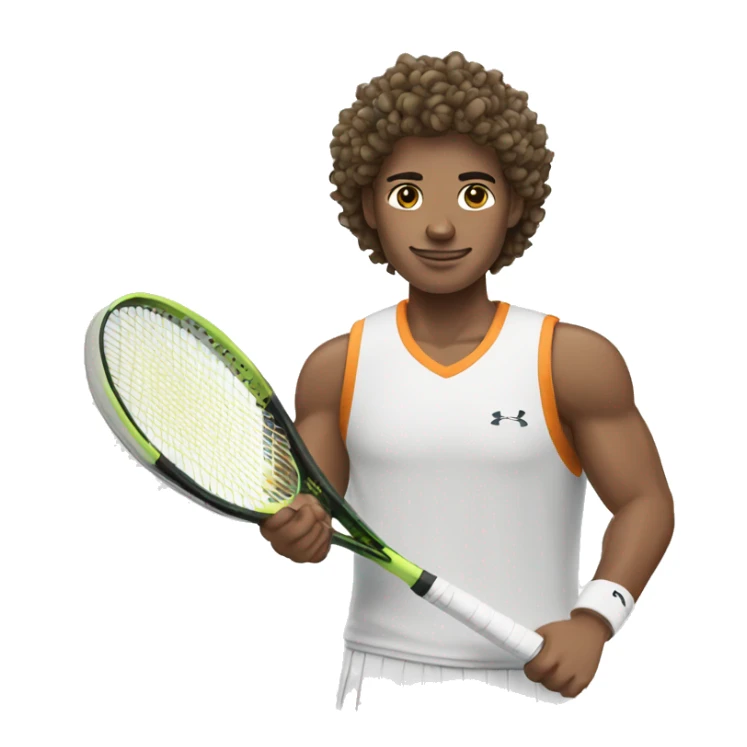 White Tennis player with curly wavy hair and slight freckles sticker
