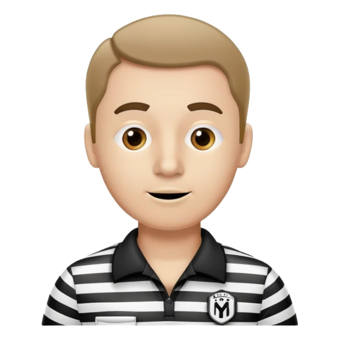 A sports referee with a whistle wearing black and white striped shirt sticker