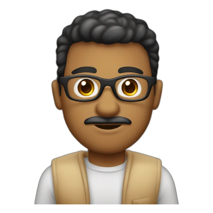 homem pardo de oculos redondo olhos castanhos claros cabelo preto  sticker