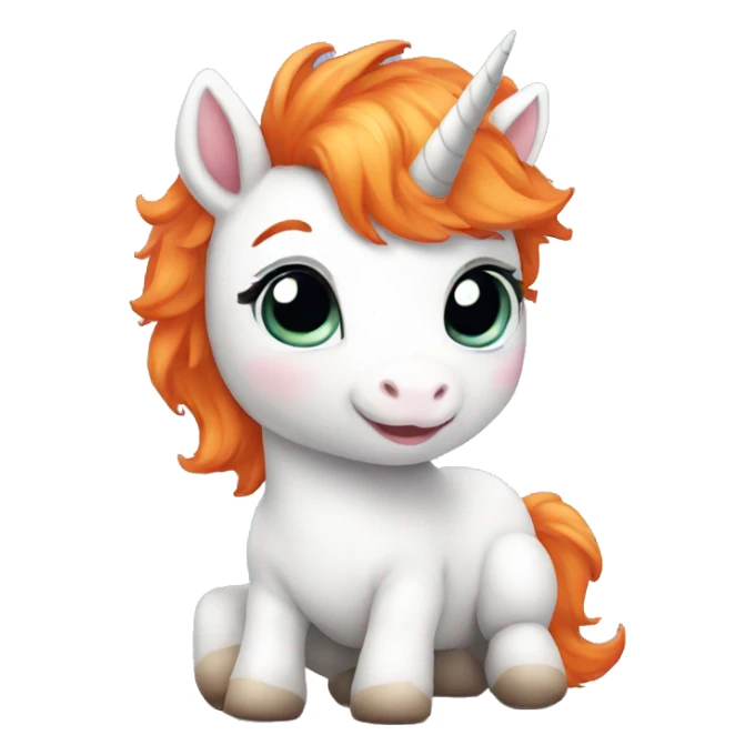 Baby unicorn with orange hair sticker