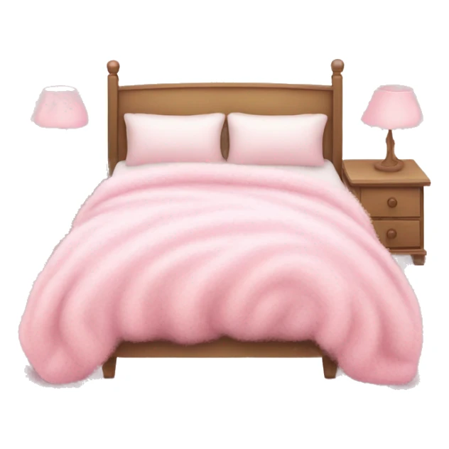 White bed with pink fluffy blanket and pink pillows  sticker