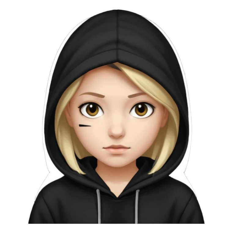 hacker girl with black hoodie sticker