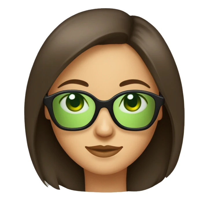 Fille brune au carré long avec des lunettes yeux vert sticker