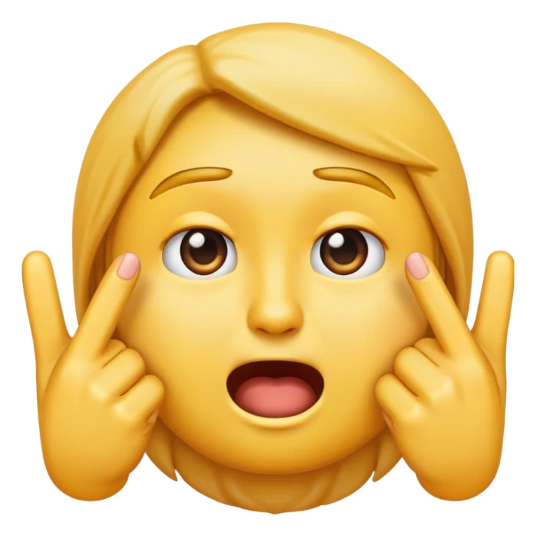 Pleading Face Emoji with index fingers pointing left and right to the middle sticker