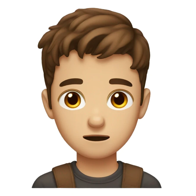 boy with brown hair and brown eyes sad face sticker