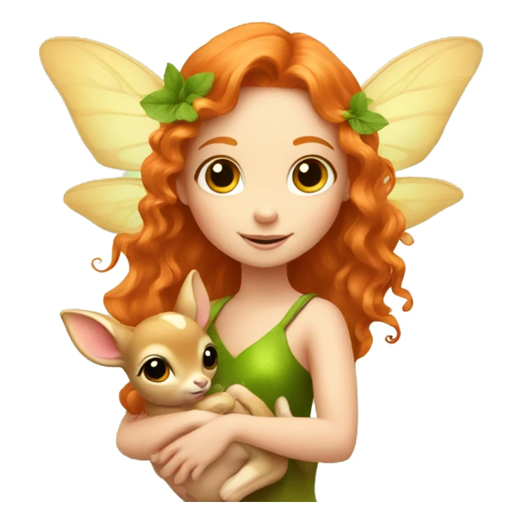 Beautiful ginger fairy with a baby fawn  sticker
