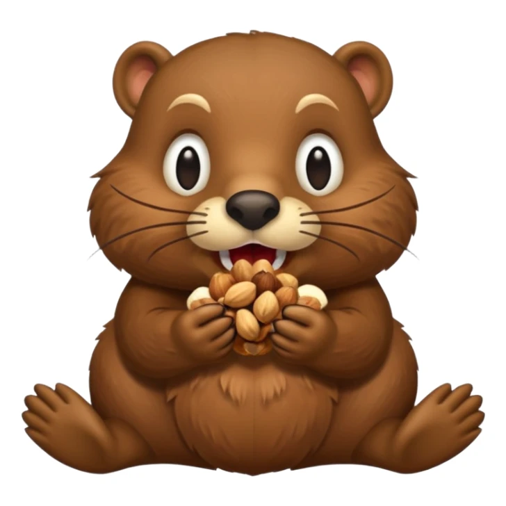 A beaver with nuts stuffed in his mouth sticker
