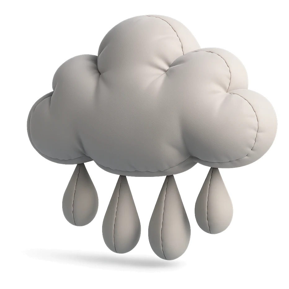 rain cloud with raindrops, plush cushion style sticker