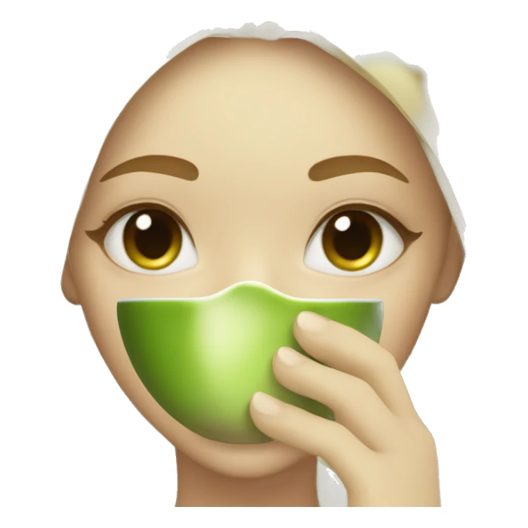 Blonde girl skincare drinking matcha sticker
