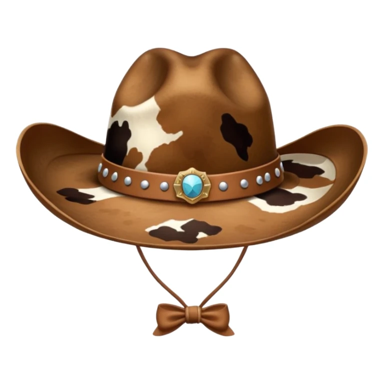Brown cow print cowgirl hat sticker