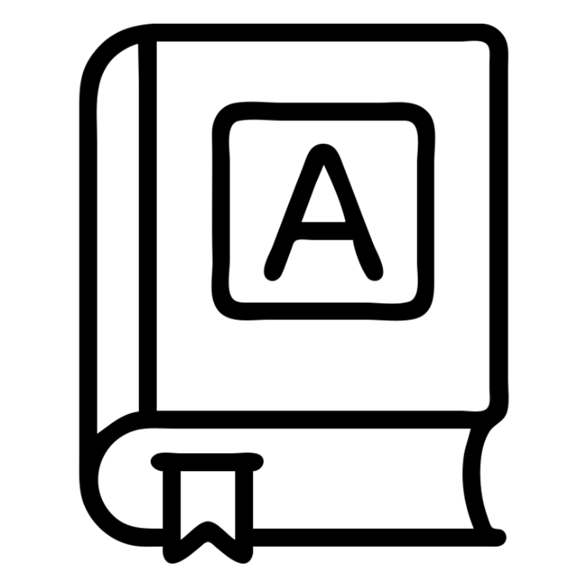 hand-drawn outline of a thick dictionary sticker